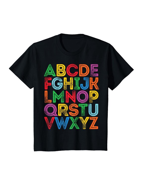 ABCs Shirt Alphabet Colorful Letters Reading Kids Boys Girls T-Shirt