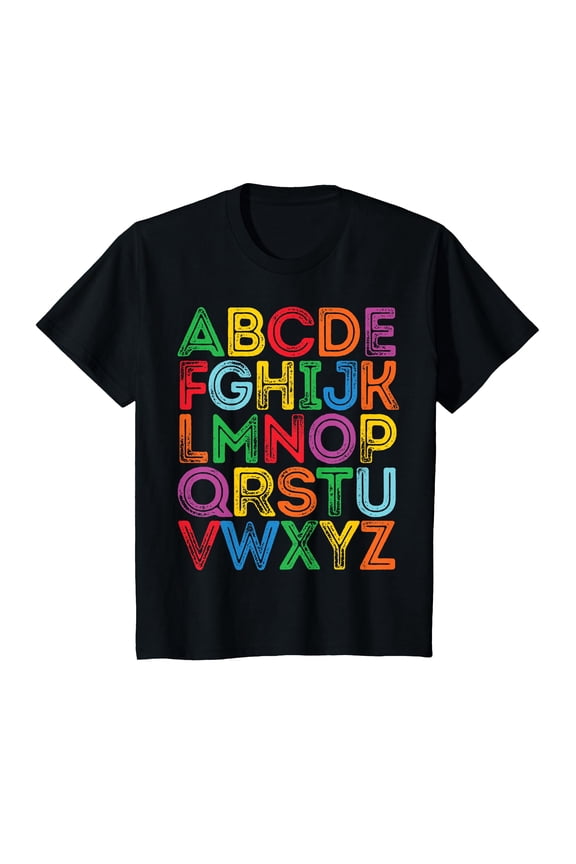 ABCs Shirt Alphabet Colorful Letters Reading Kids Boys Girls T-Shirt
