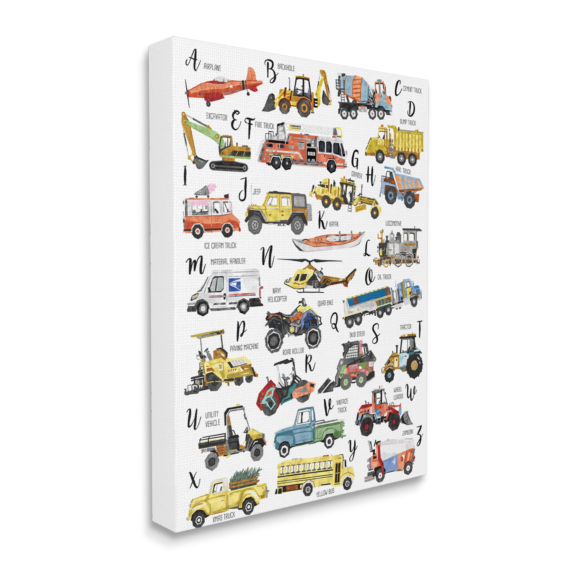 Stupell Industries ABC's of Motor Vehicles Kid's Alphabet Chart,36 x 48,Designed by Ziwei Li
