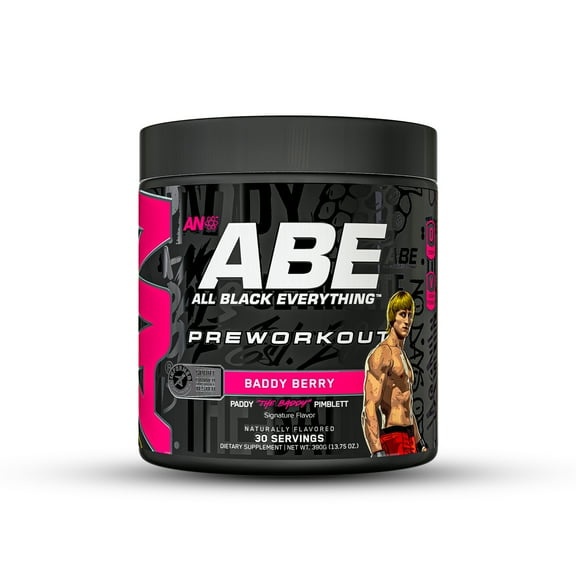 ABE All Black Everything Pre Workout Powder, Amino Acid Supplements, Baddy Berry, 30 Servings