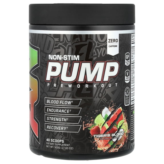 ABE Zero Stim Pre-Workout for Explosive Focus, Energy, and Muscle Pumps | Tiger's Blood | 40 or 20 Servings | Stimulant-Free Formula | Citrulline Malate, Creatine, Beta-Alanine