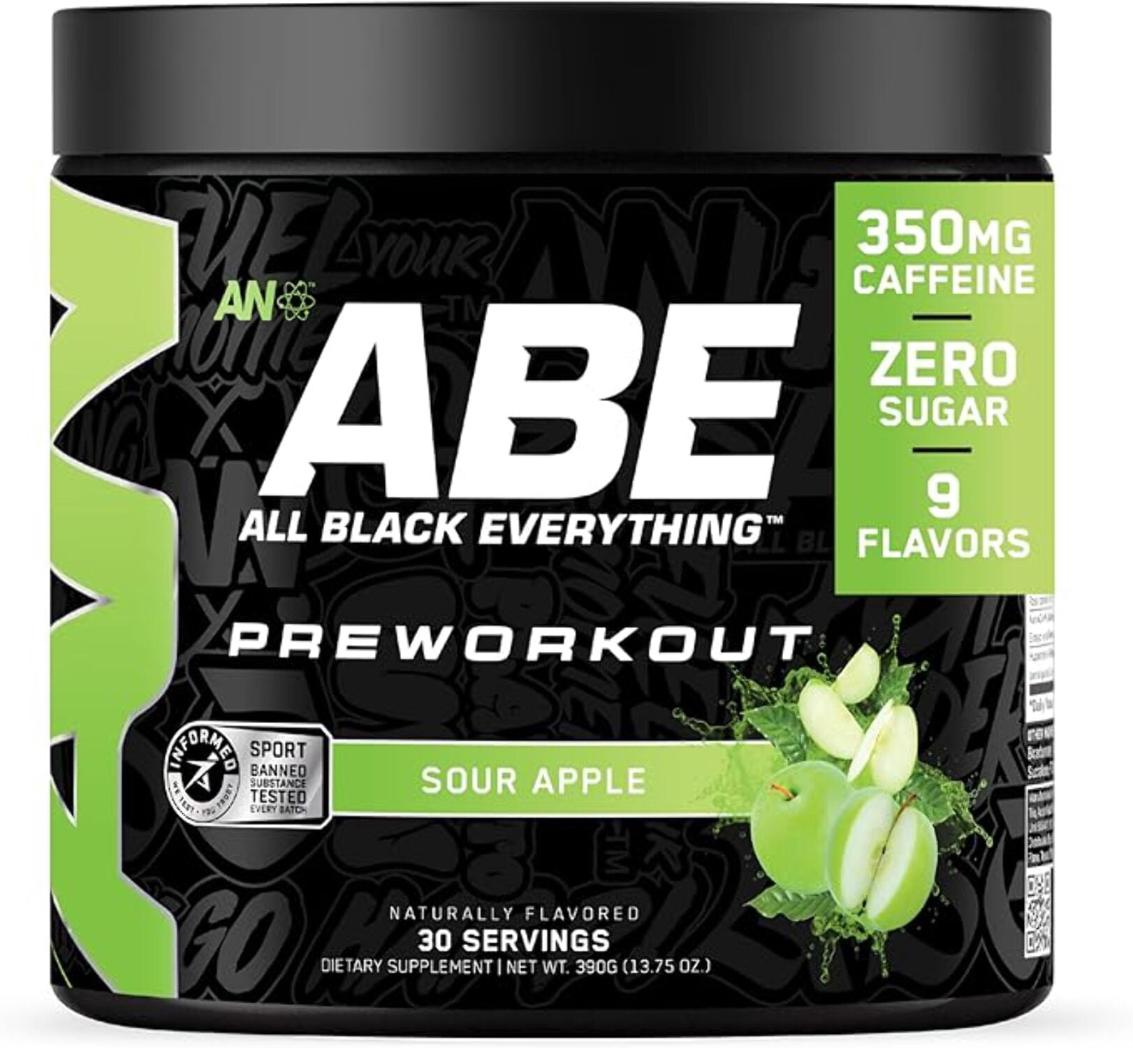 All Black Everything Pre Workout Powder | 30 Servings | Sour Apple