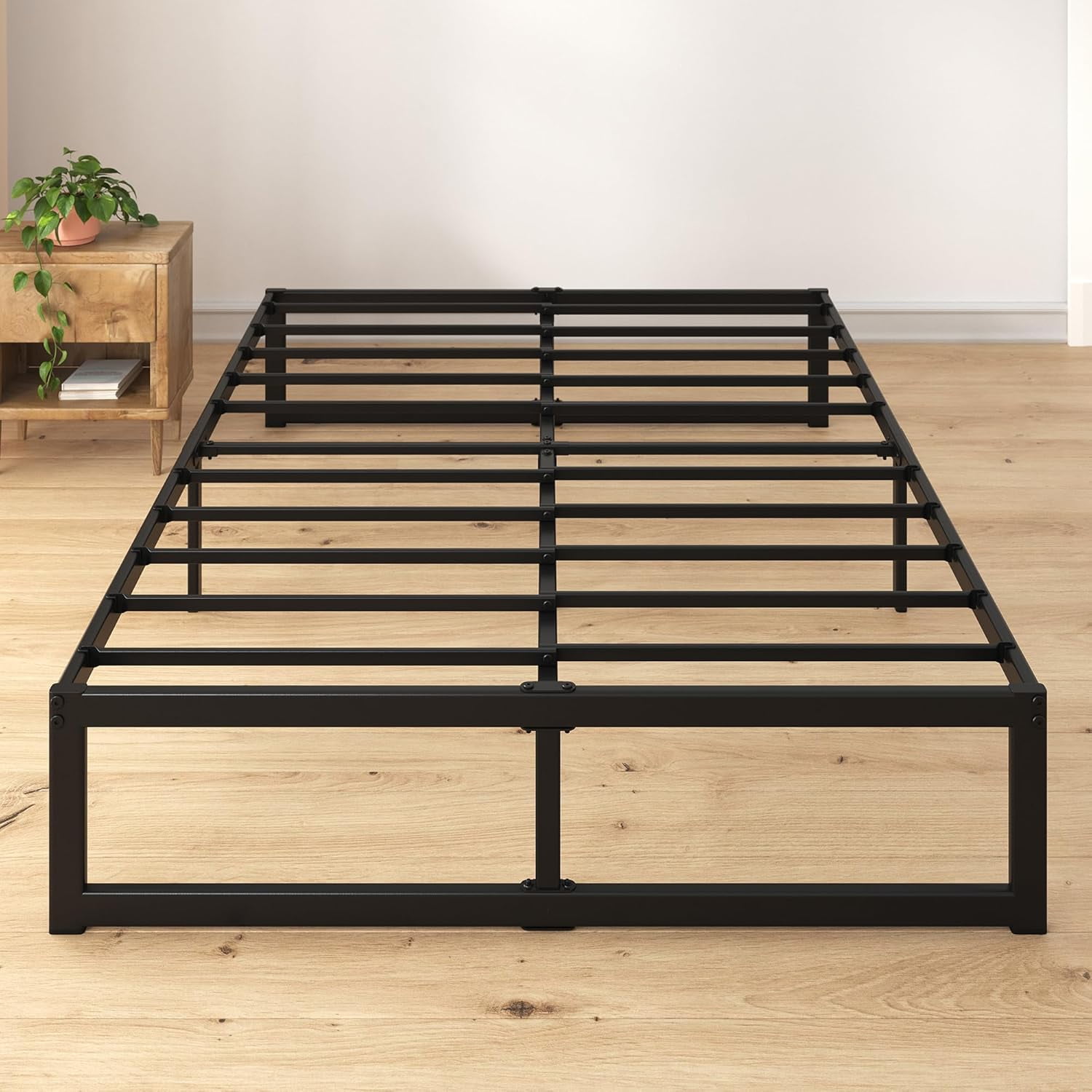 Box Support Platform 14 Inch Black Full Size Platform Bed Frame – Steel Slat Support, No Box ...