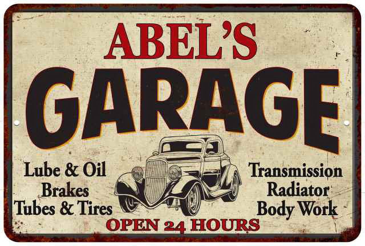 ABEL'S Garage Man Cave Metal Sign Decor 8x12 108120014488 - Walmart.com