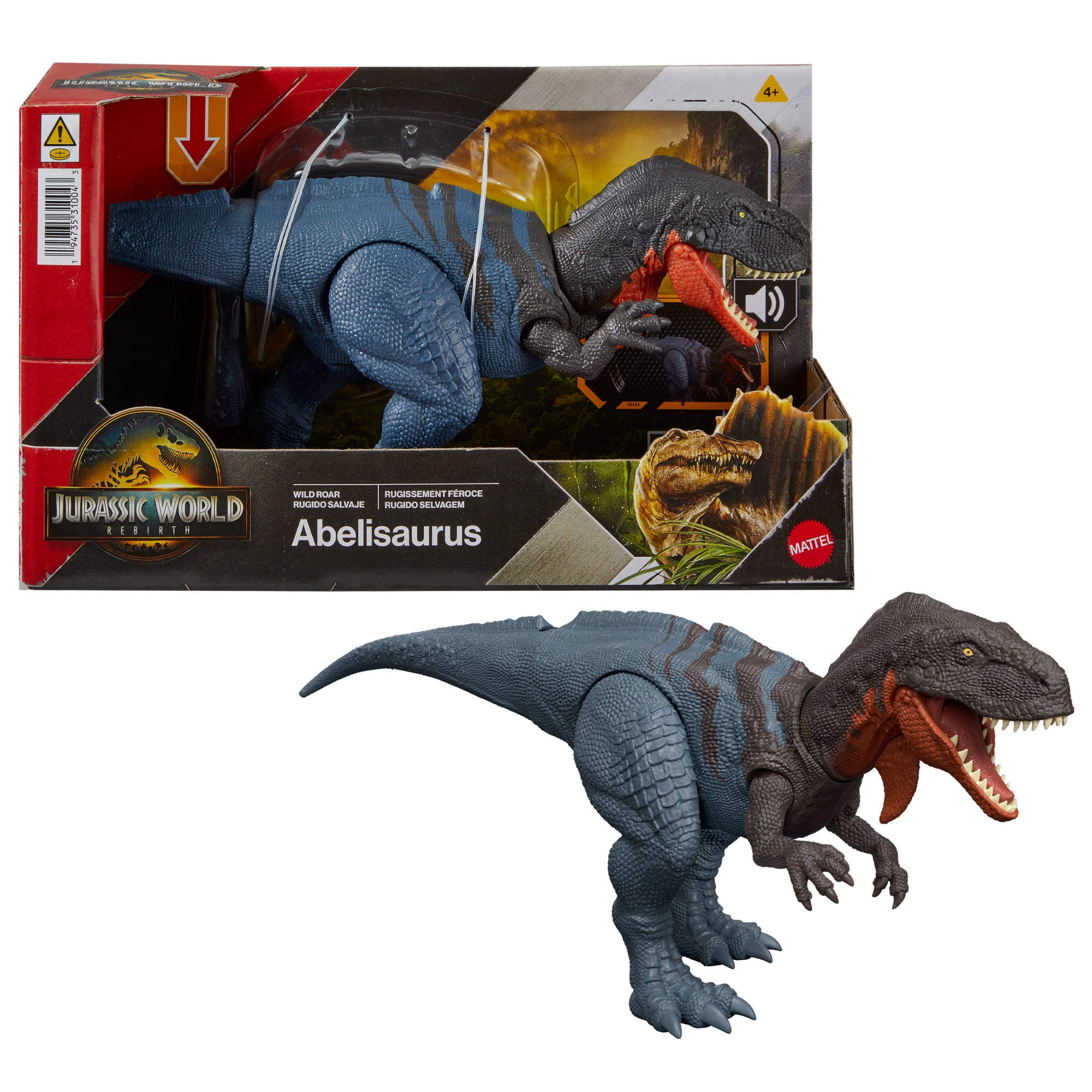 Jurassic World Rebirth Wild Roar Abelisaurus Dinosaur Toy, Tail