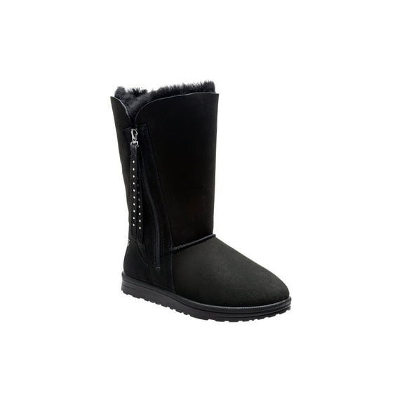 ABEO Victoria Neutral - Shearling Mid-Calf Boots in Black