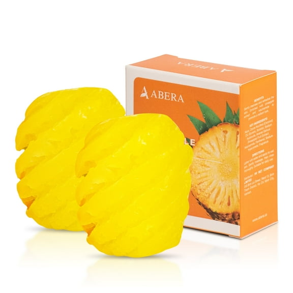 ABERA Pineapple Bar Soap 2-Pack, Fruit-Shaped, Exfoliating Brightening Vegan Body Soap, 130g