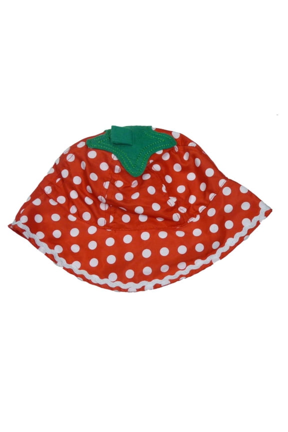Infant Girls Red Polka Dot Sun Hat  Floppy Strawberry Bucket Cap