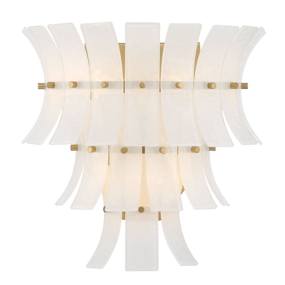 ABI-2002-AG-WH Crystorama Lighting Abigail - 3 Light Wall Sconce-14.75 Inch Tall and 15 Inch Wide-Aged Brass Finish-White Glass Color