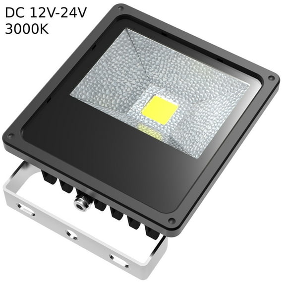 ABI 50W Low Voltage DC LED Flood Light Waterproof Landscape Security Lamp 5000lm 12V/24V with 10ft Cord (3000K Warm White)