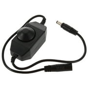 ABI Inline Mini Dial Inline Switch LED Dimmer DC Jack 12-24V PWM for LED Strip Light LED Tape LED Ribbon LED Rope LED String Light, Black