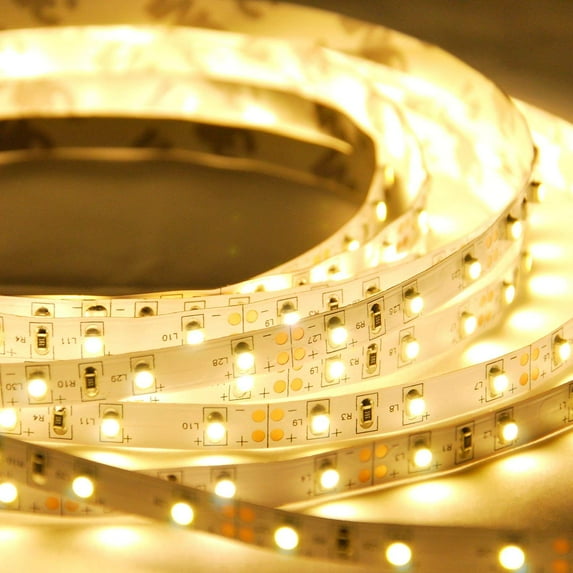 ABI Warm White Flexible LED Light Strip with Power Supply, 600 LEDs, 2835 SMD, 10 Meters / 33 Feet, 3000K, 24V DC