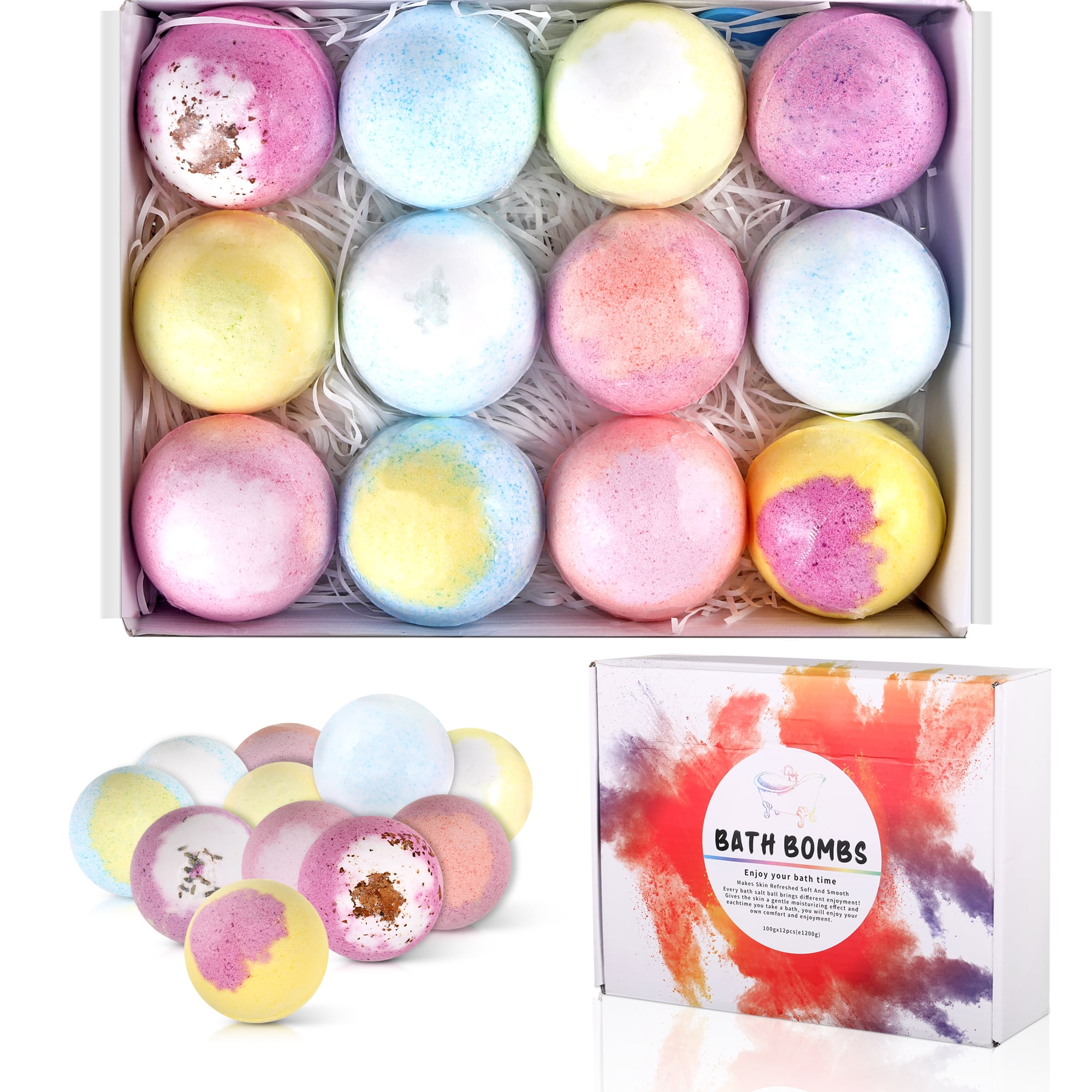 ABIDE 12 Pcs Bath Bombs Gift Set for Women Handmade Moisturizing