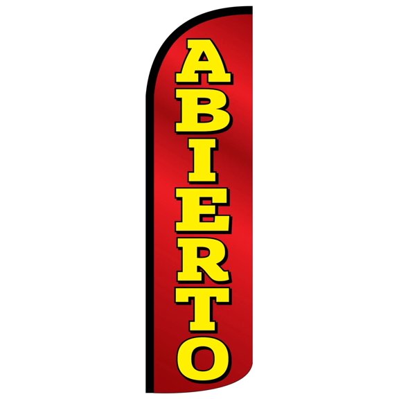 ABIERTO Windless Flag Without Pole | Advertisement /Business Flags | Feather Flag |