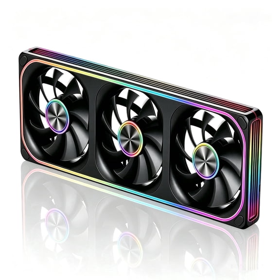 ABITSY 360mm Reverse Airflow ARGB Case Fan, 3-Pack 120mm Exhaust PWM Fans, Infinity Mirror 5V 3-Pin RGB, All-in-One Integrated Frame, HDB Bearing 1800RPM, 28mm Thick