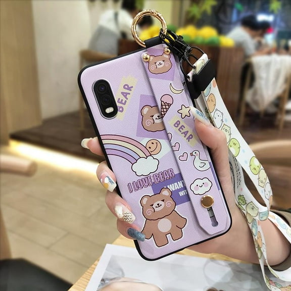 ABL-Phone Case For Samsung Galaxy Xcover Pro, Kickstand Soft case Ring Back Cover Lanyard Silicone Anti-knock Fashion Design Waterproof Anti-dust Cute Durable Cartoon Wristband