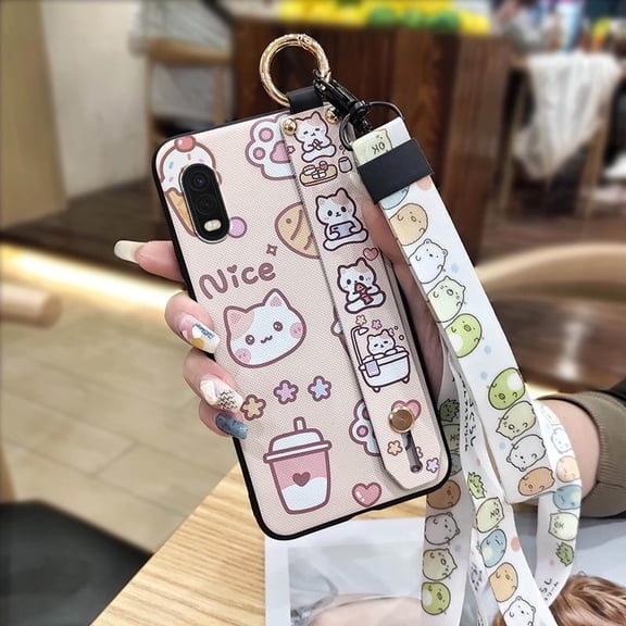 ABL-Phone Case For Samsung Galaxy Xcover Pro, Silicone Waterproof Anti-knock Cartoon Shockproof Cute Lanyard Fashion Design Protective Anti-dust Soft case Durable Wrist Strap Kickstand
