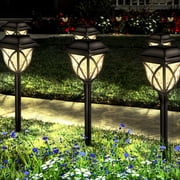 WeGuard 10PK Solar Pathway Light for Lawn Garden Walkway Yard Path Lights Waterproof Outdoor Warm White