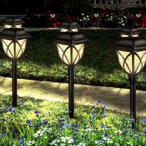 WeGuard 10PK Solar Pathway Light for Lawn Garden Walkway Yard Path Lights Waterproof Outdoor Warm White