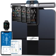 ABLEGRID Scale for Body Weight and Fat Percentage, 8-Electrode Smart Body Fat Scale, Large Display Digital Weight Scale, 26 Body Composition Metrics BMI with Fitness App, 400lb, Black