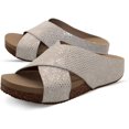 thumbnail image 1 of VOLATILE Women's Ablette Criss Cross Wedge Sandal, Champagne Snake, 8, 1 of 6