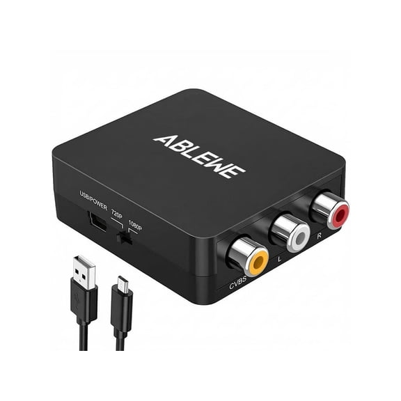 ABLEWE RCA to HDMI,AV to HDMI Converter, 1080P Mini RCA Composite CVBS Video Audio Converter Adapter Supporting PAL/NTSC for TV/PC/ PS3/ STB/Xbox VHS/VCR/Blue-Ray DVD Players