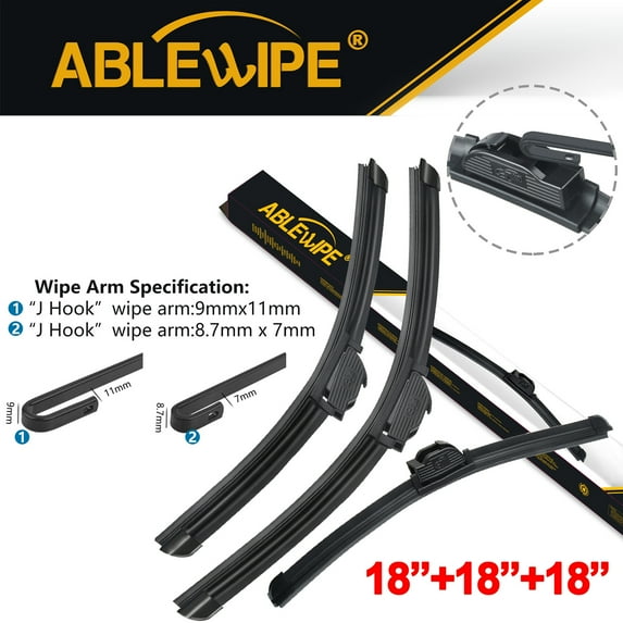 ABLEWIPE 18"+18"+18" Fit For Mazda 626 1987-1986, Universal Fit Front & Rear Wiper Blades,Y23E5D4S