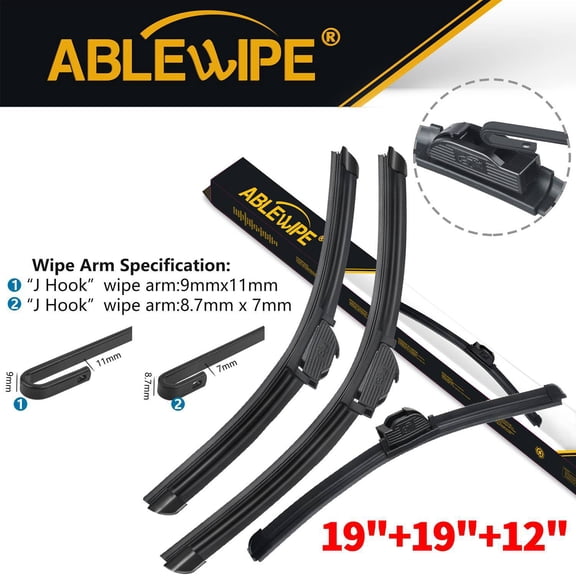 ABLEWIPE 19"+19"+12" Fit For Saturn LW300 2003-2001, Universal Fit Front & Rear Wiper Blades,Y22F1C9S