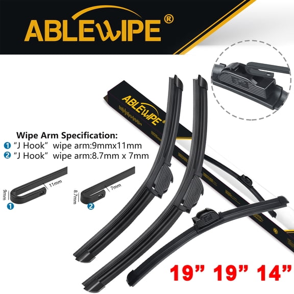 ABLEWIPE 19"+19"+14" Windshiled Wiper Blades Fit For Suzuki Vitara 2004-1999, Universal Fit, Pack of 3 for Front & Rear Window, Y27D330B