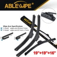 thumbnail image 1 of ABLEWIPE 19"+19"+16" Fit For Mitsubishi Montero Sport 2004-1997, Universal Fit Front & Rear Wiper Blades,Y28E6T7S, 1 of 7