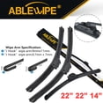 thumbnail image 1 of ABLEWIPE 22"+22"+14" Fit For Mercury Villager 2002-1993, Universal Fit Front & Rear Wiper Blades,Y24E679S, 1 of 7