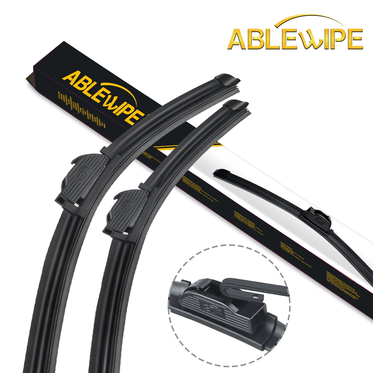 ABLEWIPE 26" 16" Hybrid Premium All Season Front Windshield Wiper Blades (Set of 2), ModelLW0806