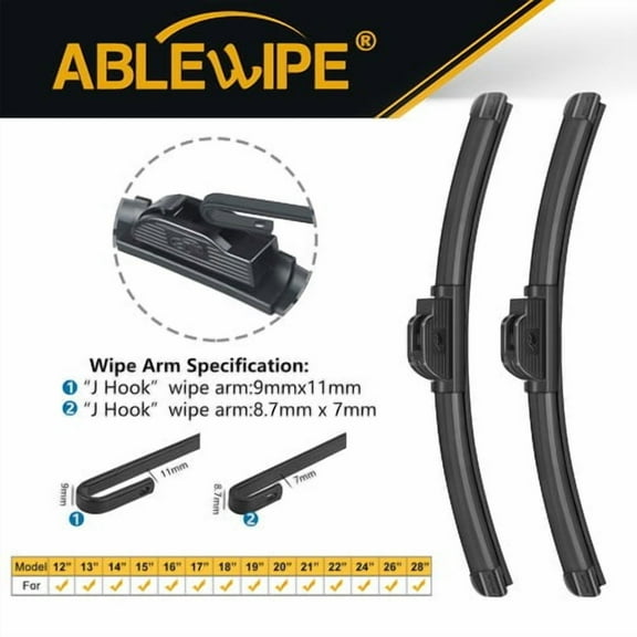 ABLEWIPE 28"+16" Windshield Wiper Blades Fit For Toyota Prius 2023 J U HOOK 2PCS