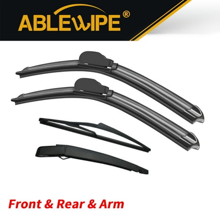 ABLEWIPE 4PCS Front and Rear Wiper Blades and Rear Wiper Arm Fit For Fiat 500L 2014-2018, Set of 4, Y21J684G