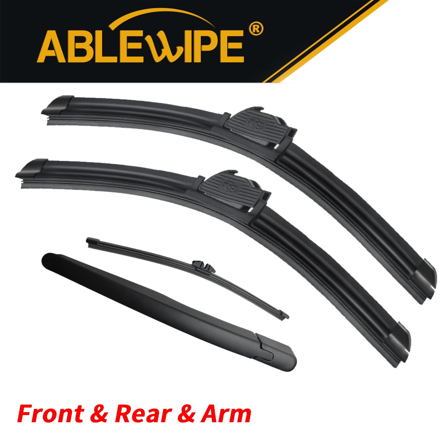 ABLEWIPE Windshield Wiper Blades Replacement for Ford EcoSport 2018-2021, Quality Front Rear Wiper Blade with Rear Arm, 26"+24"+11"+13.8" (Set of 4),Y010W7N10W