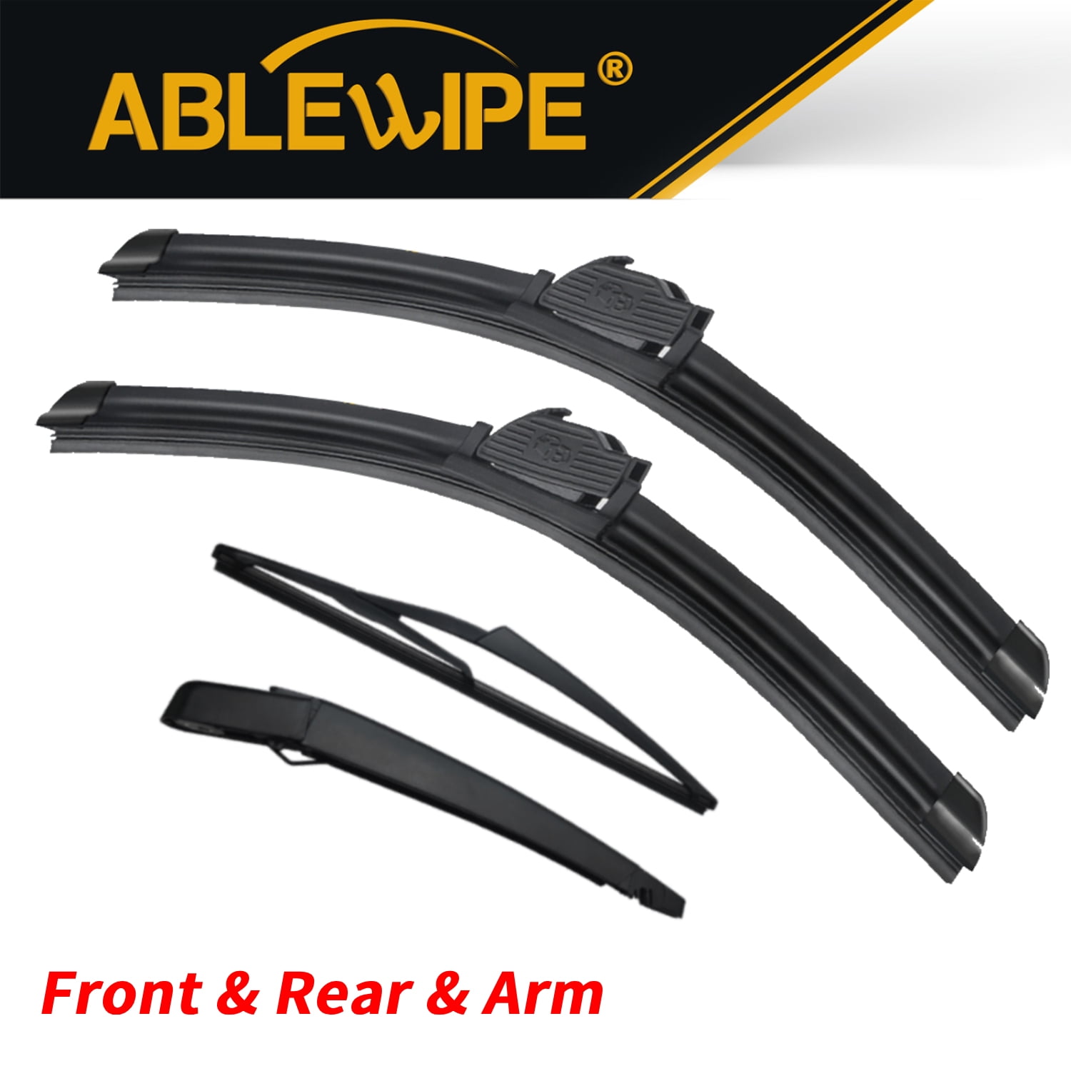 ABLEWIPE Windshield Wiper Blades Replacement for Nissan Rogue 2008-2013, Quality Front Rear Wiper Blade with Rear Arm, 26"+14"+12"+11.6" (Set of 4),Y03W9I2W