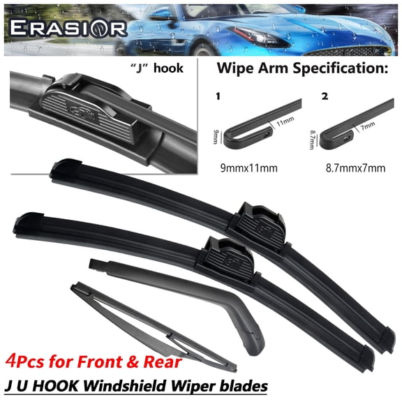 ABLEWIPE Wiper Blades, 24"+16"+12"+13" Front Rear Wipers & Arm (Pack of 4), Fit For Scion xA 2006-2004, Automotive Replacement Windshield Wiper Blades, OEM Quality, Y210I8Y10S