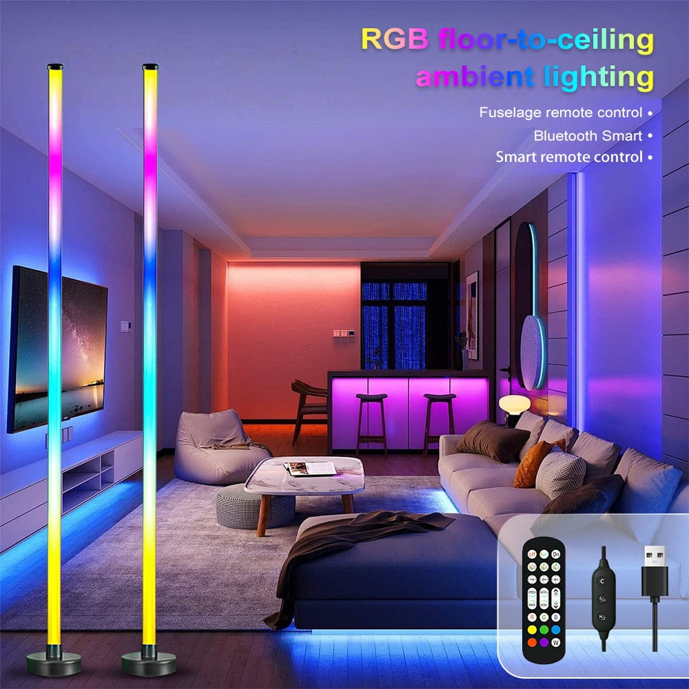 ABLINK 48 inch Corner Floor Lamp, Smart RGB LED Color Changing Mood Light with App and Remote Control(2 PCS)