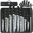 thumbnail image 1 of ABLINK 9-Piece Damascus High Carbon Stainless Steel Kitchen Knife Set with Roll Bag, 1 of 9