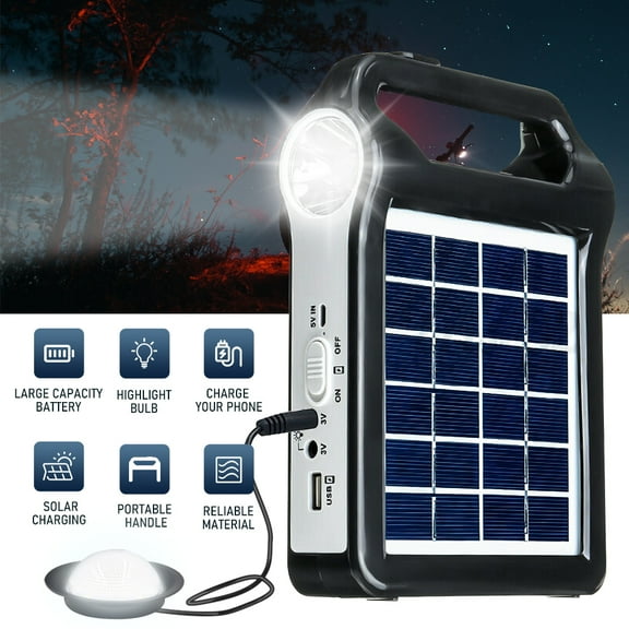 ABLINK Portable Solar Generator System with Solar Panel Battery and Lighting Bulb for Camping Emergency