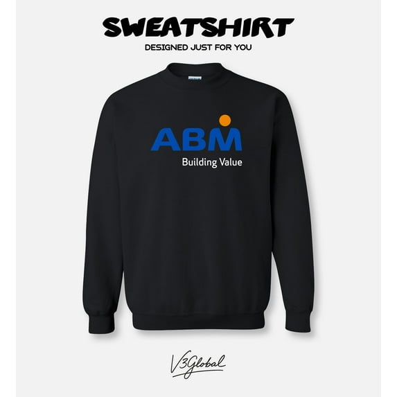 ABM Industries Co Logo Blk Corporate Branding Business Professional Wear Sweatshirt, for men & women, up to size 5XL
