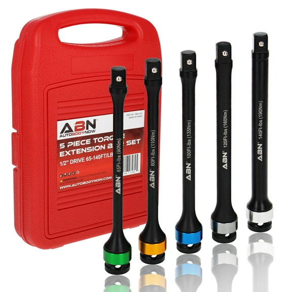 ABN 1/2 Inch Drive 8 Torque Socket Extension Bar 5pc Tool Kit 65-140ft/lb Set