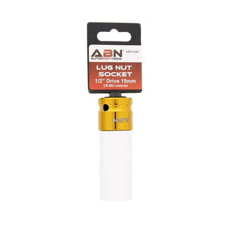 ABN 1 2in Impact Drive 19mm Lug Nut Socket - Non-Marring Color-Coded Laser-Etched Thin-Walled Wheel Rim Protector