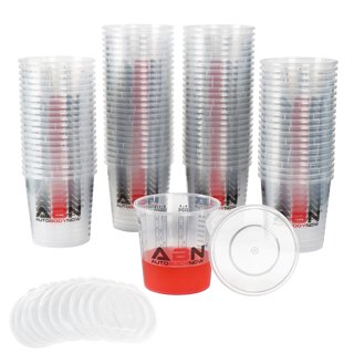 ABN Automotive Paint Mixing Cups Kit - 50pk 6oz Liner Paint Cups and Filter  Lids
