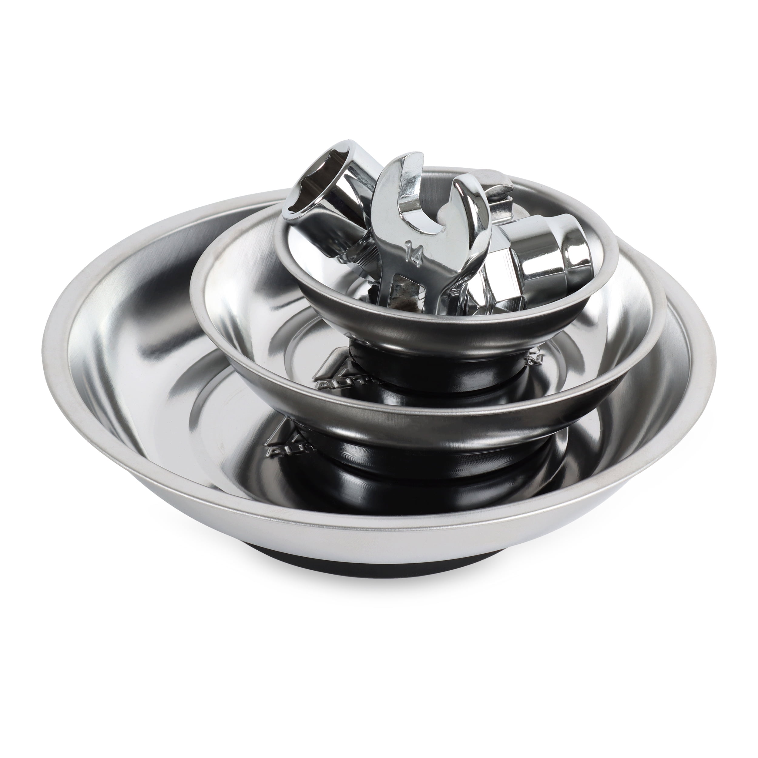 ABN 3pk Magnetic Parts Bowl Tool Tray 3in 4in and 6in Mechanic Magnet Screw Dish