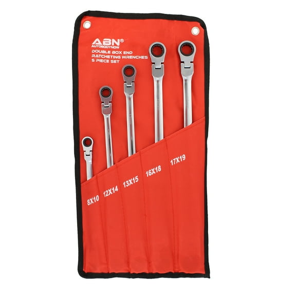 ABN 5pc Ratcheting Wrench Set Double End Flex Head Metric Ratcheting Wrenches