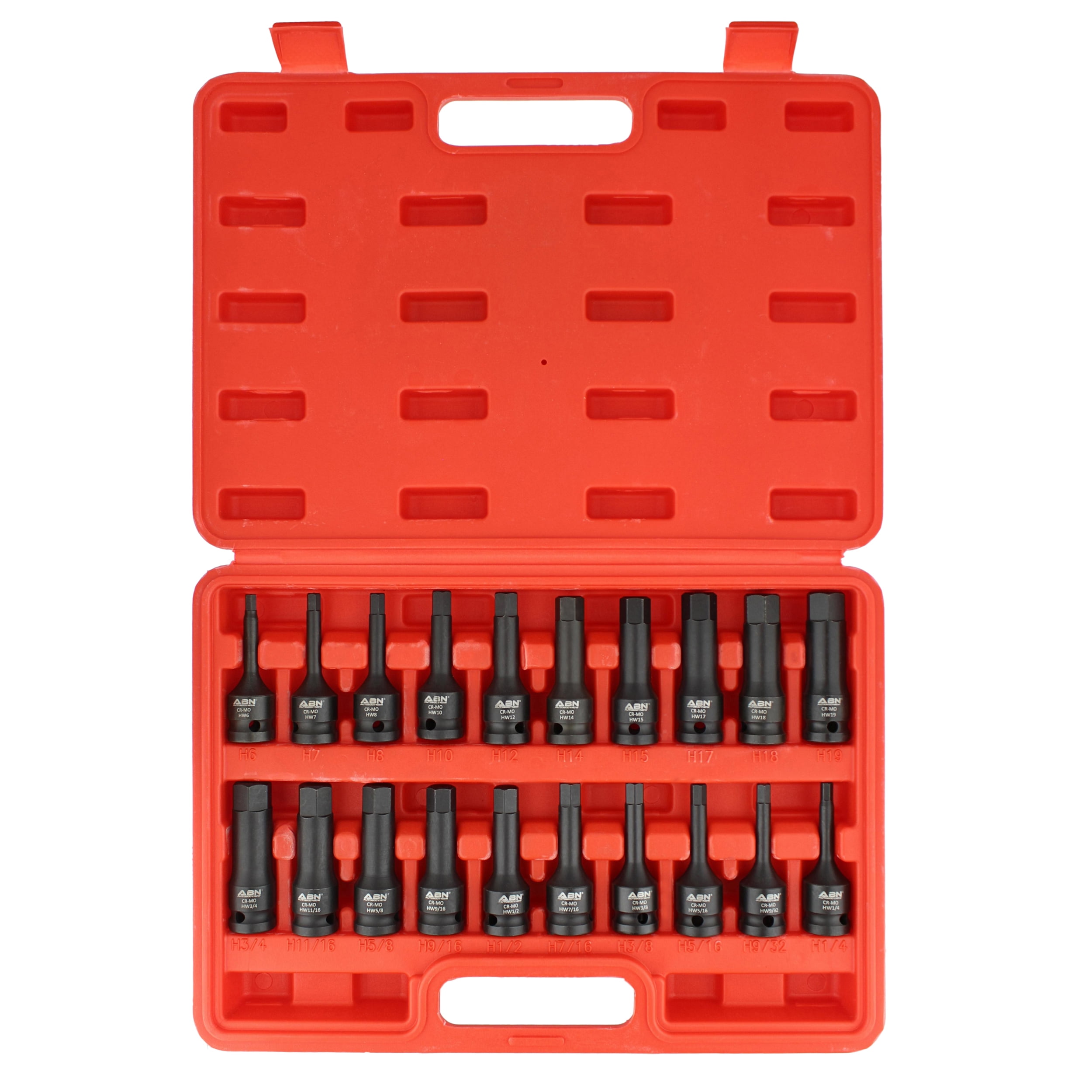 ABN Allen Hex Bit Set 20pc 1/2in Impact Allen Hex Driver Bit Set with