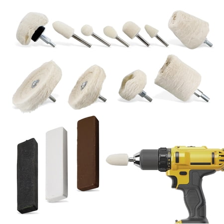 ABN Aluminum Polishing Buffing Kit Drill Attachments And Polishing Compound Set