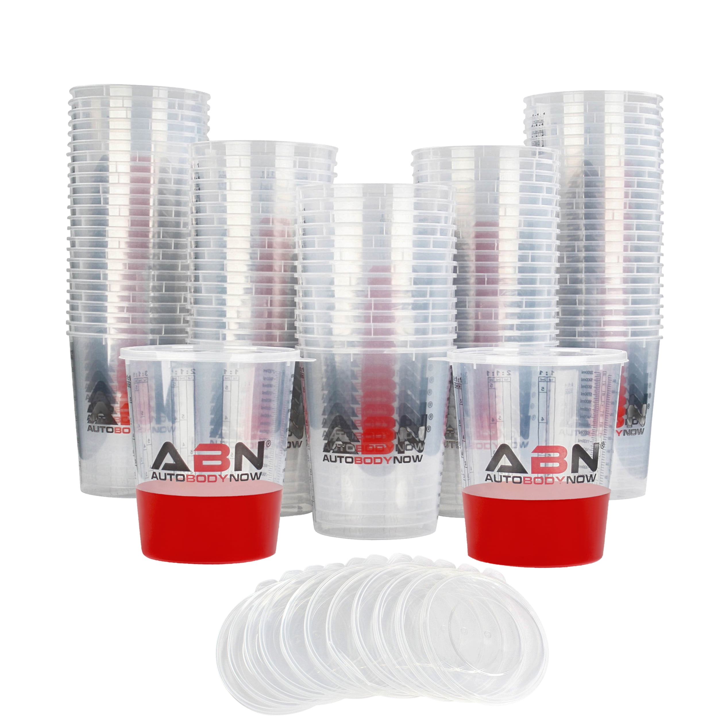 ABN Automotive Paint Mixing Cups - 100pc 64oz Plastic Measuring Cups 12pc  Lids