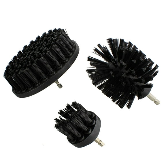 ABN Black Hard Scrubber Drill Attachment Brush 3pc Set for 1/4in Power Drill